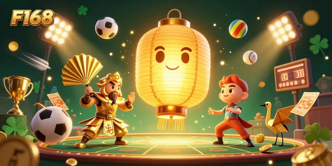 Win big at F168 with an enchanting night market casino scene featuring dynamic sports elements.