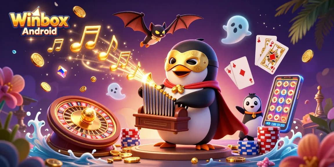 Engage with Winbox Android app, experience vibrant gaming with gold coins and lively characters.