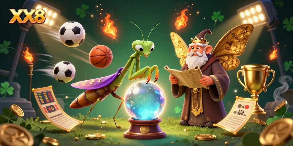 Experience thrilling sports betting with XX88's vibrant 3D casino scene featuring a fortune teller.