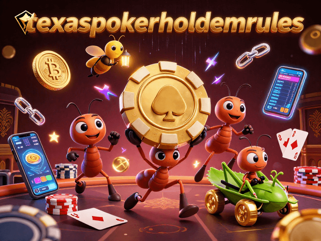 Experience the excitement of texaspokerholdemrules gameplay with ants stealing a massive poker chip!