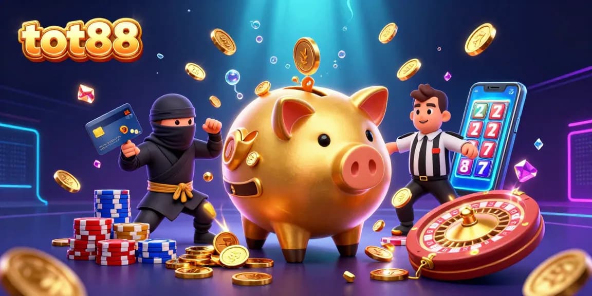 Experience thrilling gameplay at tot88 with a dynamic casino scene featuring a sumo wrestler, ninja, and referee.