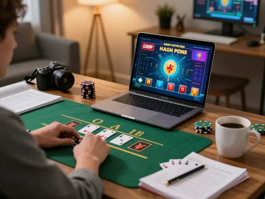 F8BET player engaging in an online blackjack game, showcasing winning hands and strategic notes.