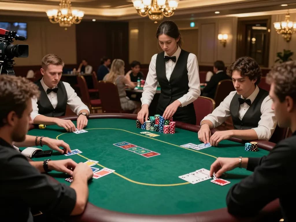 rik vip players engaged in a strategic poker game with elegant decor and focused expressions