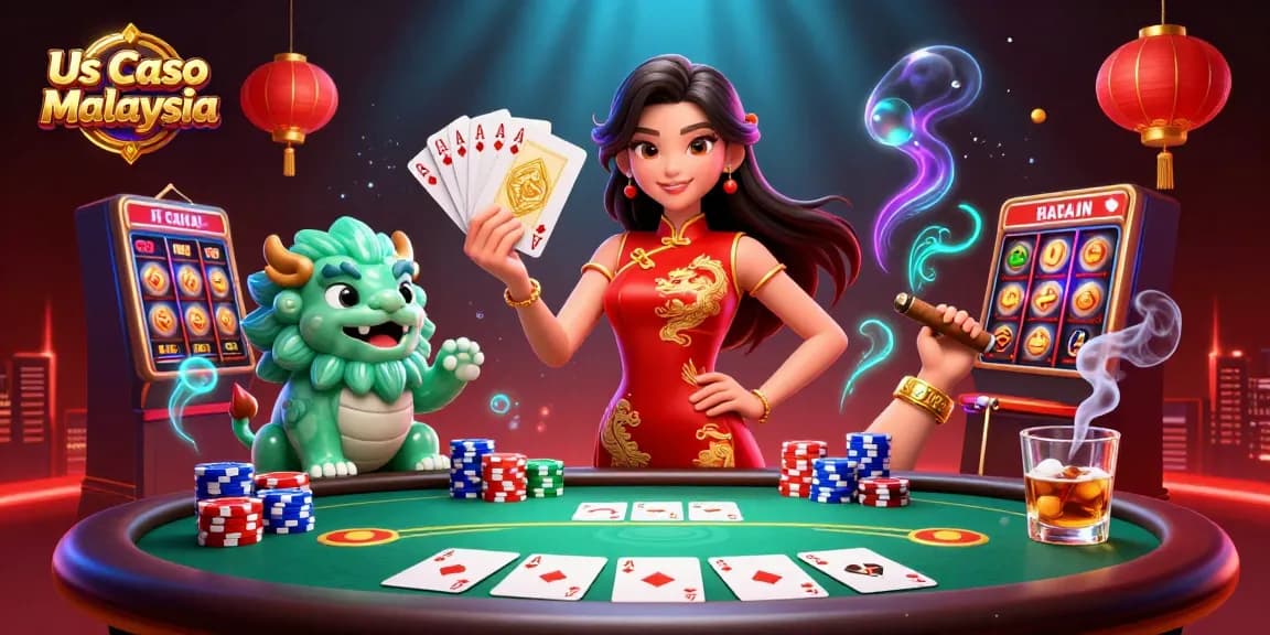 Winning big at Us Casino Malaysia featuring vibrant casino elements and captivating characters.