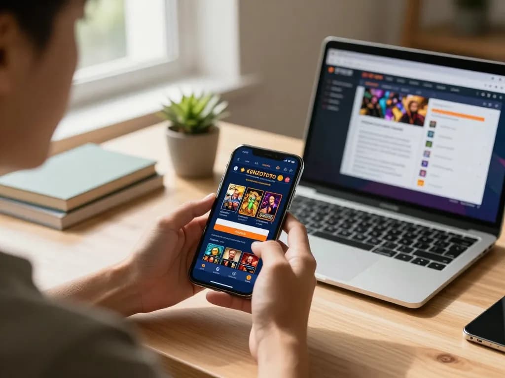 Akses login KENZOTOTO dengan lancar dari smartphone modern sambil menikmati pengaturan yang nyaman.