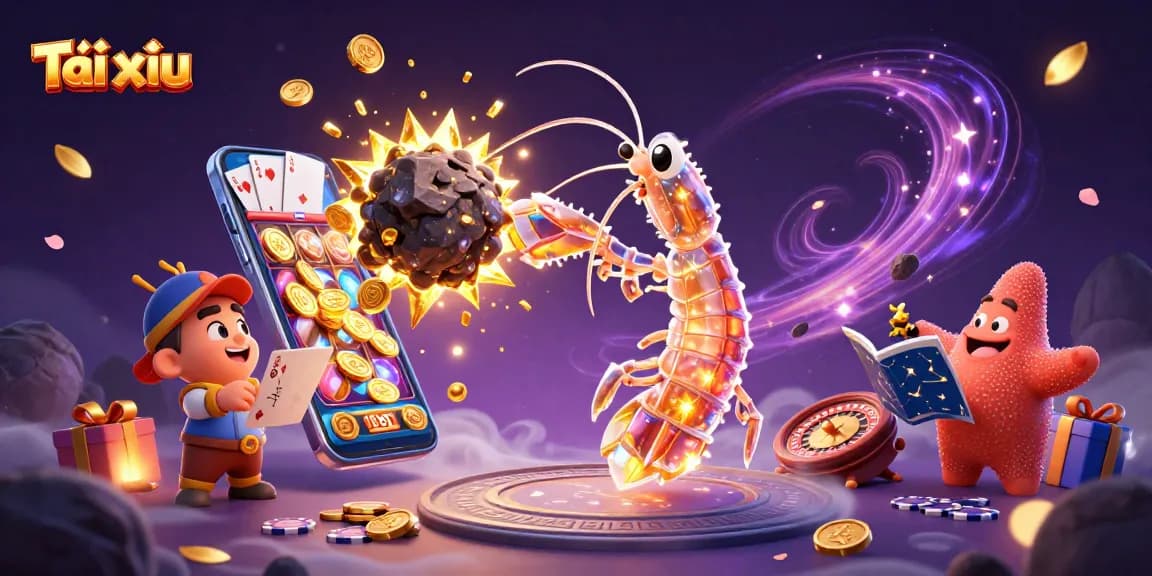 Experience the excitement of Tài xỉu with a dynamic scene featuring vibrant characters and game elements.