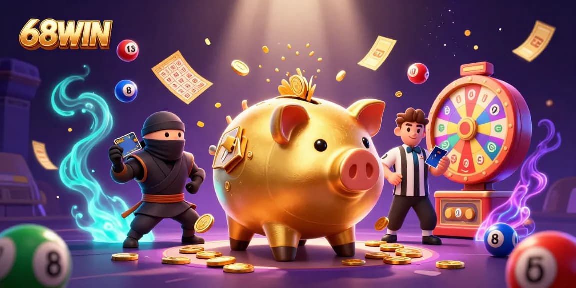 Experience thrilling wins with 68WIN's vibrant gambling scene filled with playful elements.