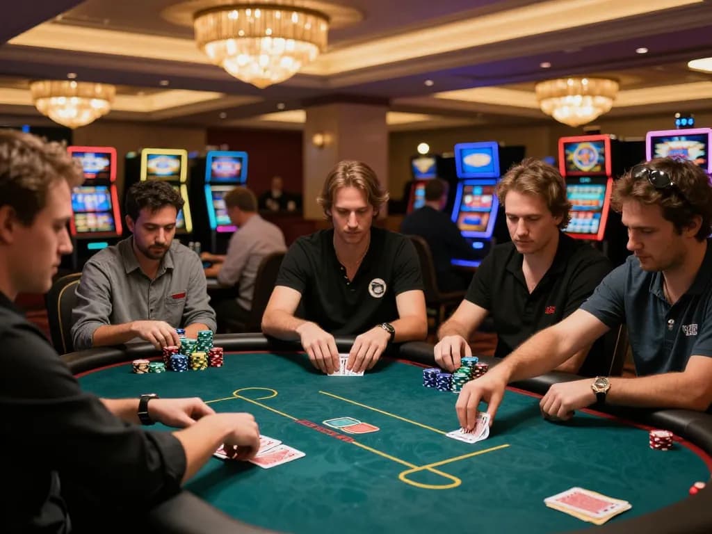 Players engaging in a high-stakes poker game at SC88 casino, showcasing strategic gameplay and excitement