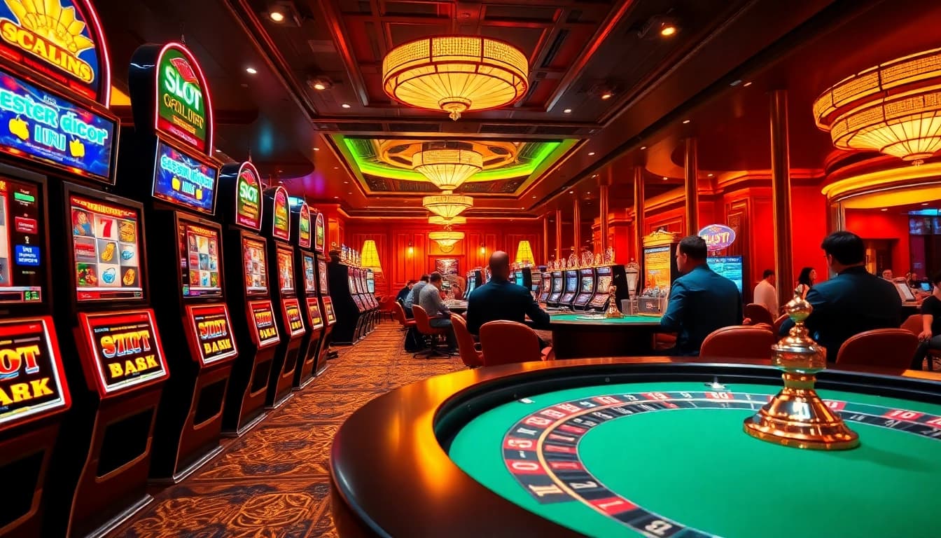 Experience thrilling gameplay with slot gacor hari ini at vibrant casino tables and slot machines.