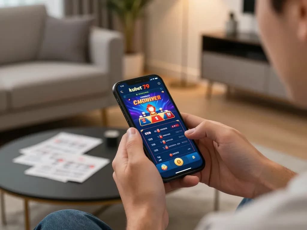 Engaging player enjoying kubet79 mobile casino gaming experience with strategy notes in view