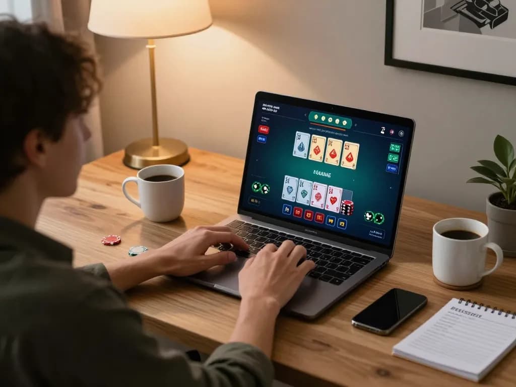 Engaging in strategic online blackjack gameplay with du88 interface visible on a laptop screen