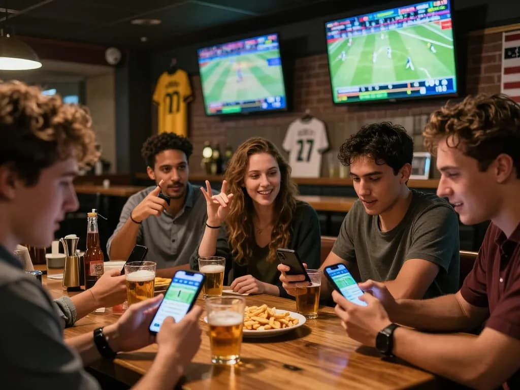 Bets placed on bong99 platforms during a lively sports viewing party, excitement capturing the moment.
