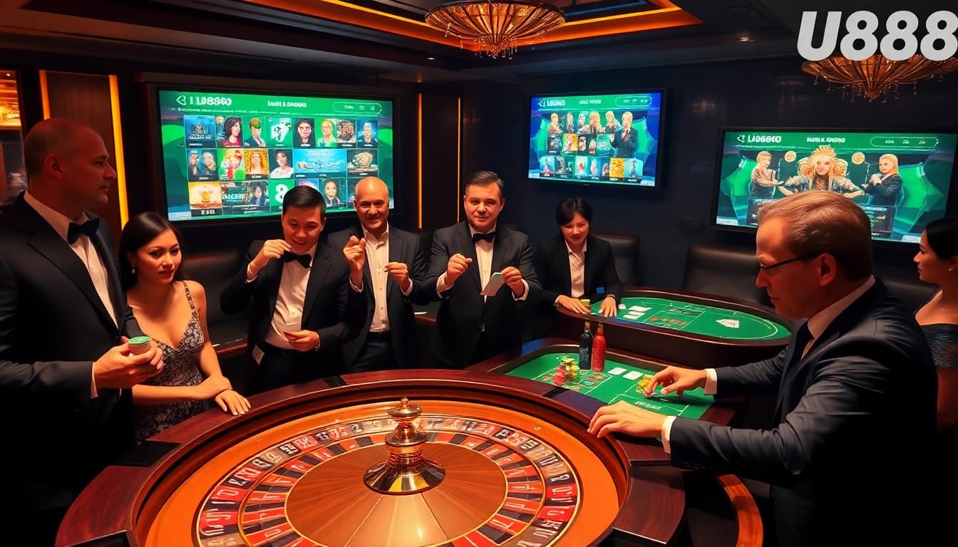 Experience excitement at U888's tables with dynamic roulette and poker gameplay.
