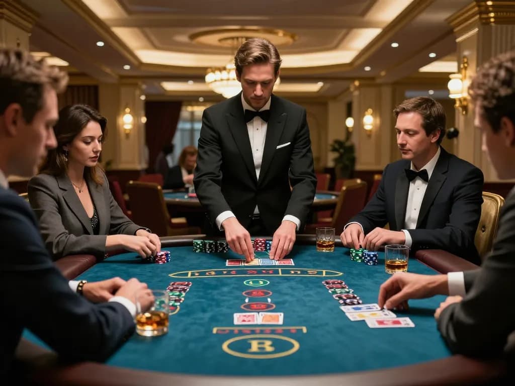 Players engaging in strategic blackjack at sunwin casino table with sophisticated décor