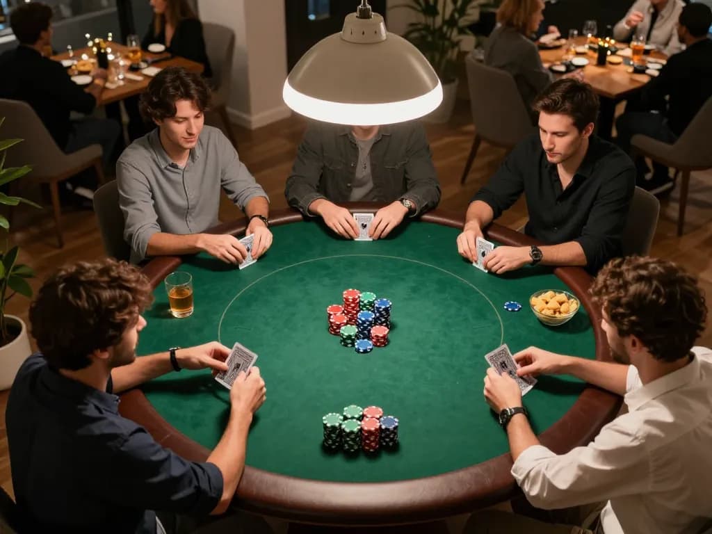 Players enjoying a friendly poker game at home, using strategy for winning at cf68.