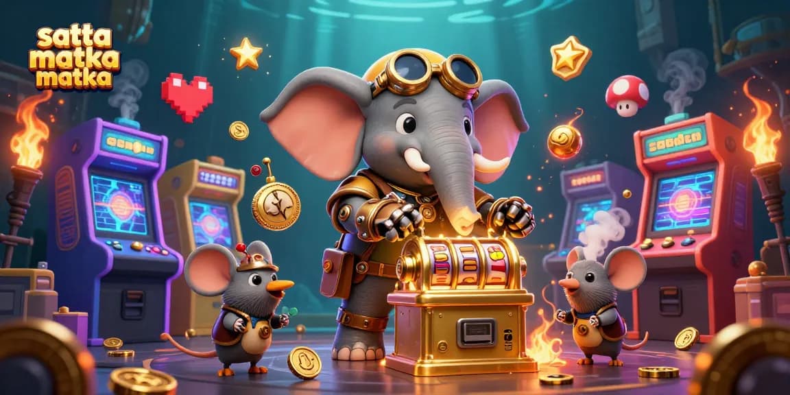Satta matka satta matka slot machine scene with steampunk elephant engineer and vibrant casino elements