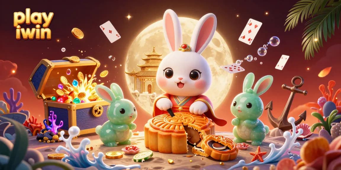 Play iwin and win big with exciting gaming visuals featuring the moon rabbit and poker elements
