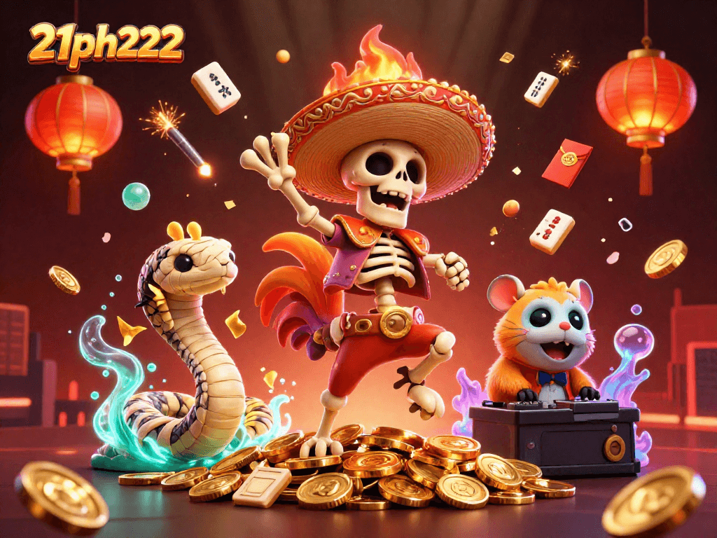 Experience vibrant gaming with 21ph222's lively illustration showcasing a festive casino scene.
