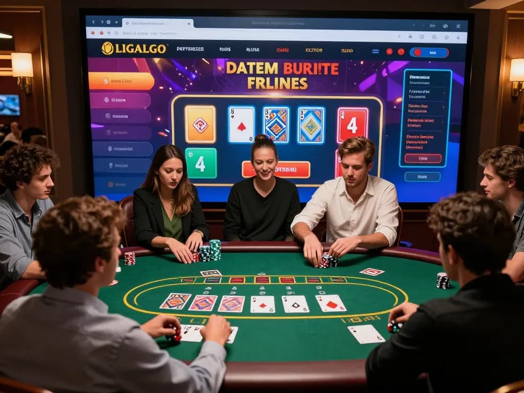 Players engaging in blackjack at LIGALGO’s vibrant online casino interface, showcasing strategic gameplay.
