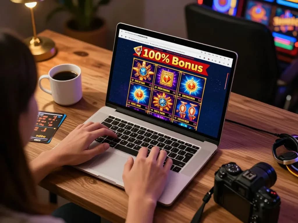 situs resmi INDOSLOT88 showing engaging slot games on a laptop, enhancing online gaming strategies.