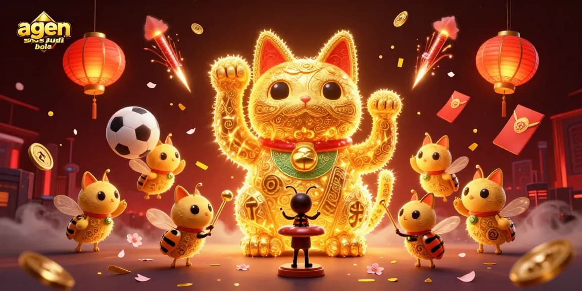 Engage with agen situs judi bola through a vibrant, animated casino scene full of energy and excitement.
