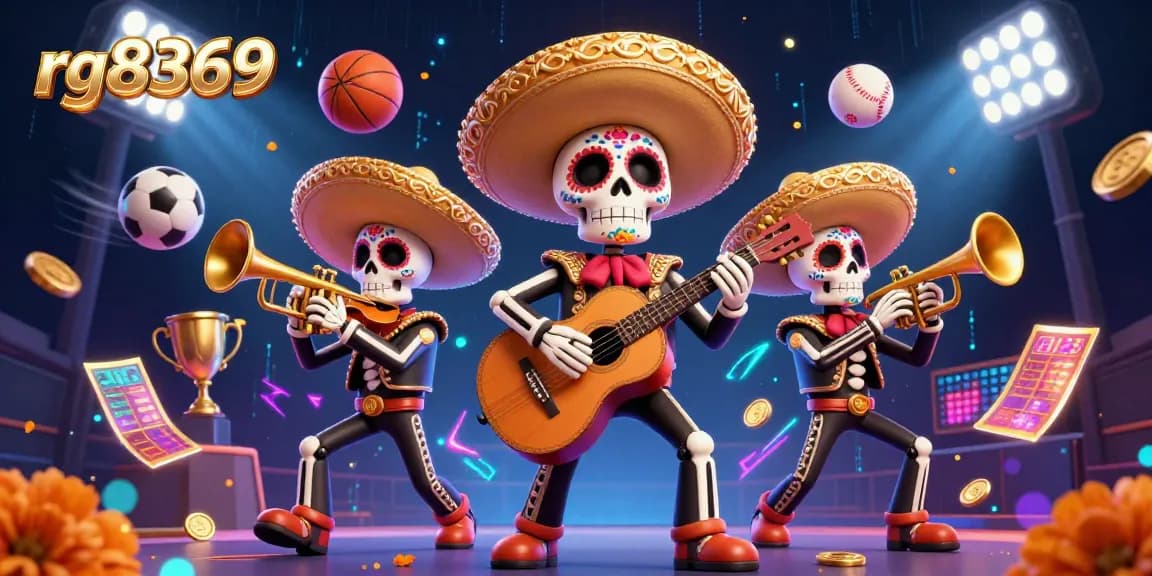 Play exciting games and win at rg8369's vibrant sports-themed casino with legendary mariachi skeletons