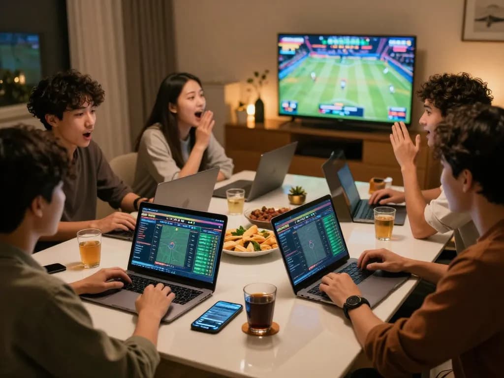 Friends engaged in exciting online sports betting with 88okwin, showcasing fun and strategy