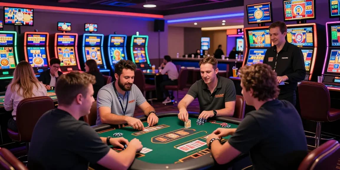 Players enjoying the thrilling experience at https://dentalgroups.co.uk featuring vibrant gaming tables and excitement in a modern credit card casino.
