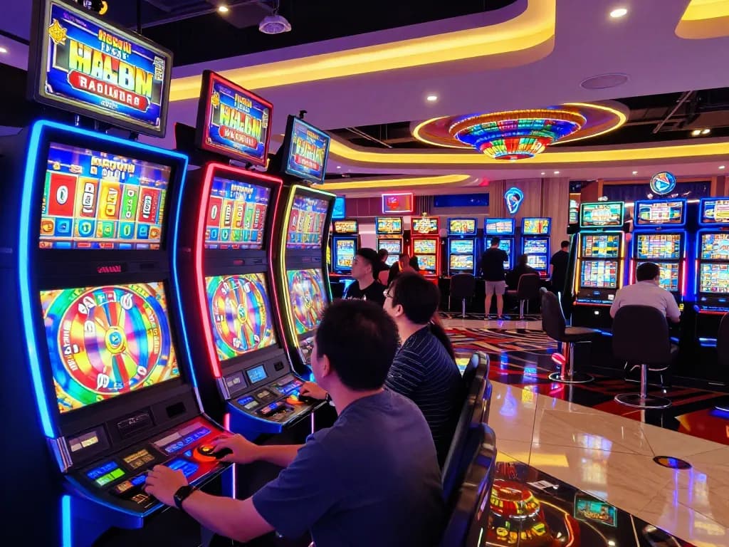 Players enjoying exciting slot games at GG88 casino with vibrant reels and enticing jackpots.