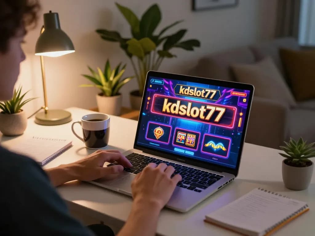 Engage with kdslot77 on a laptop while enjoying online slot gaming at home.