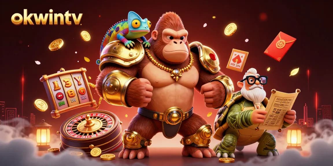 Experience thrilling gambling action on okwintv with vibrant illustrations of slots and bonuses.