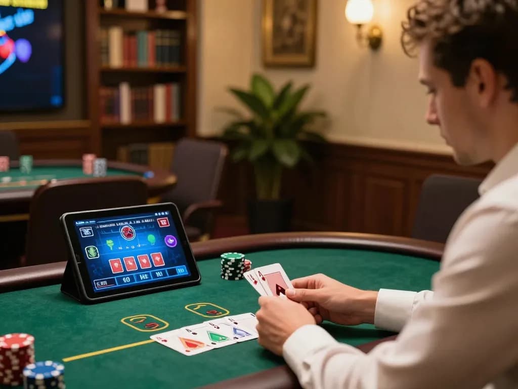 Engaging in a blackjack session at may88 with a vibrant virtual dealer interface