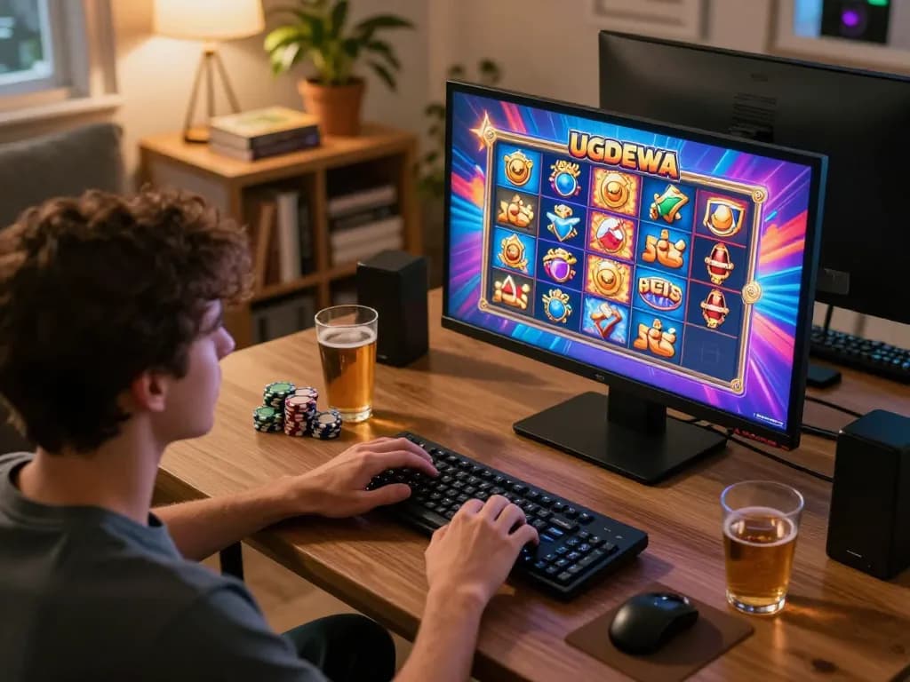 Engaging in thrilling UGDEWA slot games from a cozy home setup