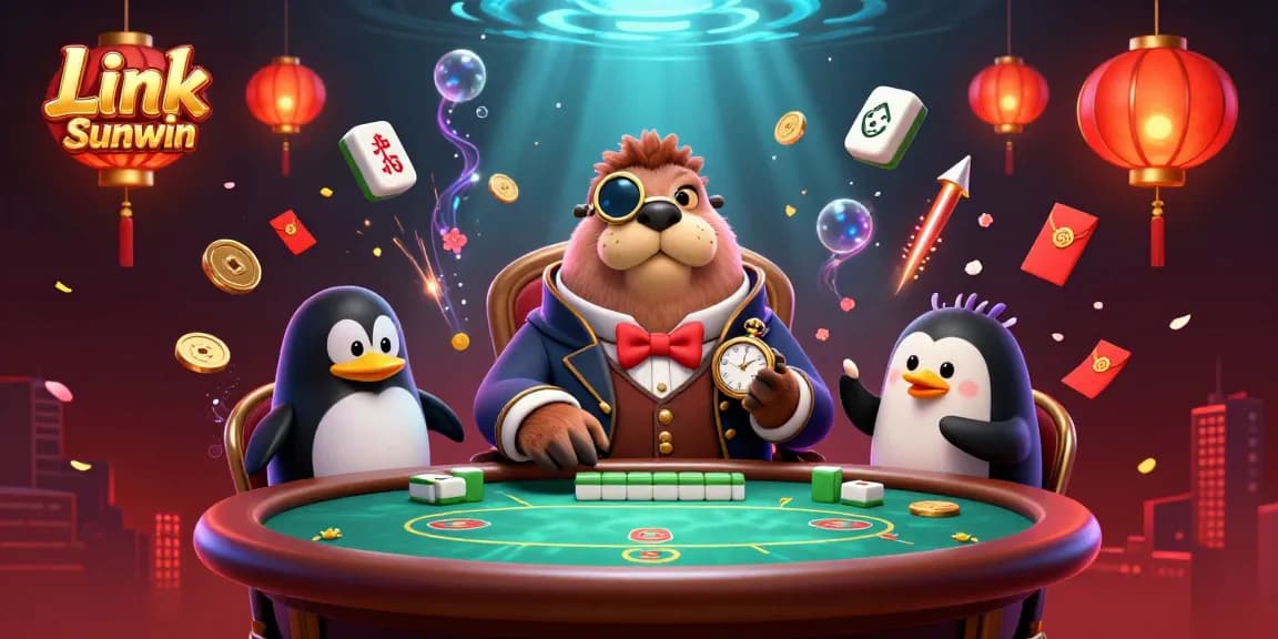 Link Sunwin showcases a lively underwater poker game with a walrus and friends, highlighting exciting casino action.