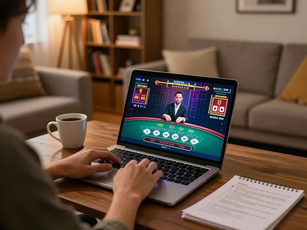 Player enjoying a live Baccarat game on Hi88, showcasing strategic gameplay in a cozy home
