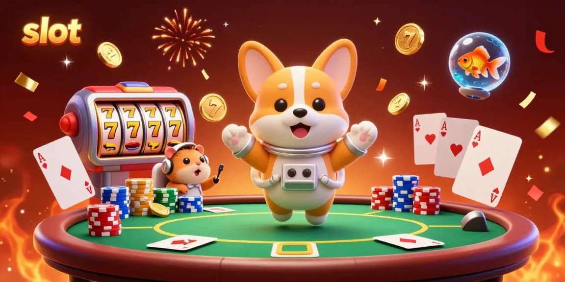 Keluarga ikan bermain slot dengan keberuntungan, reaksi ceria dan putaran seru.