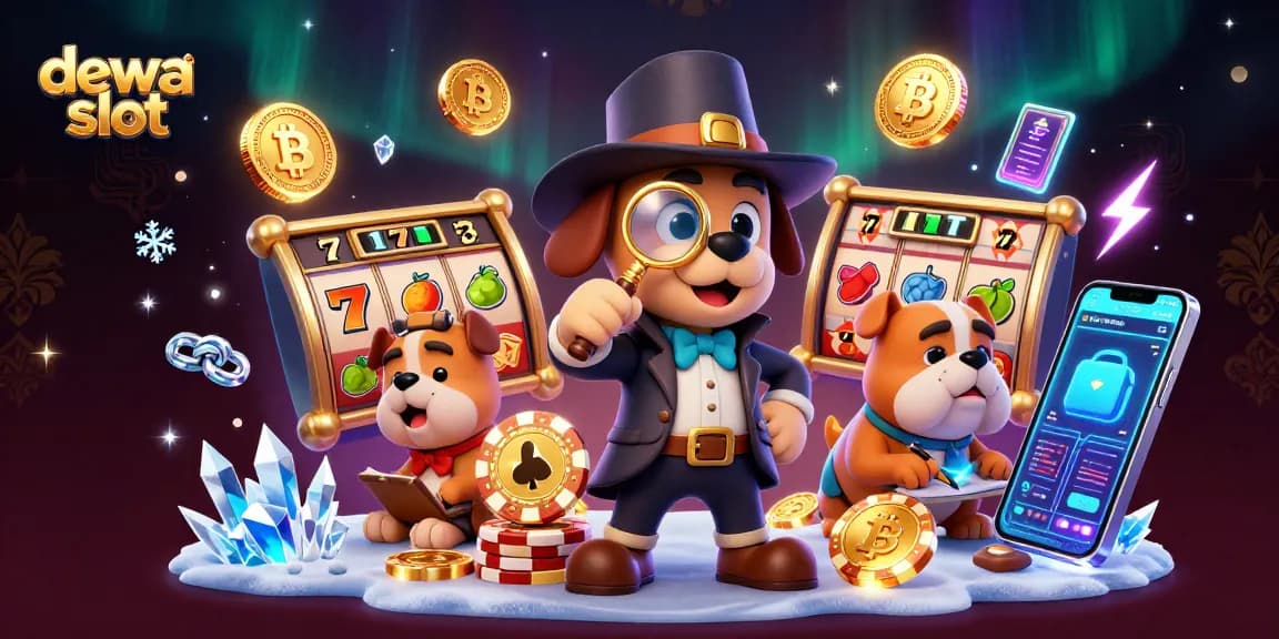 Join the dewa slot action as a detective duo studies clues in a vibrant casino scene.