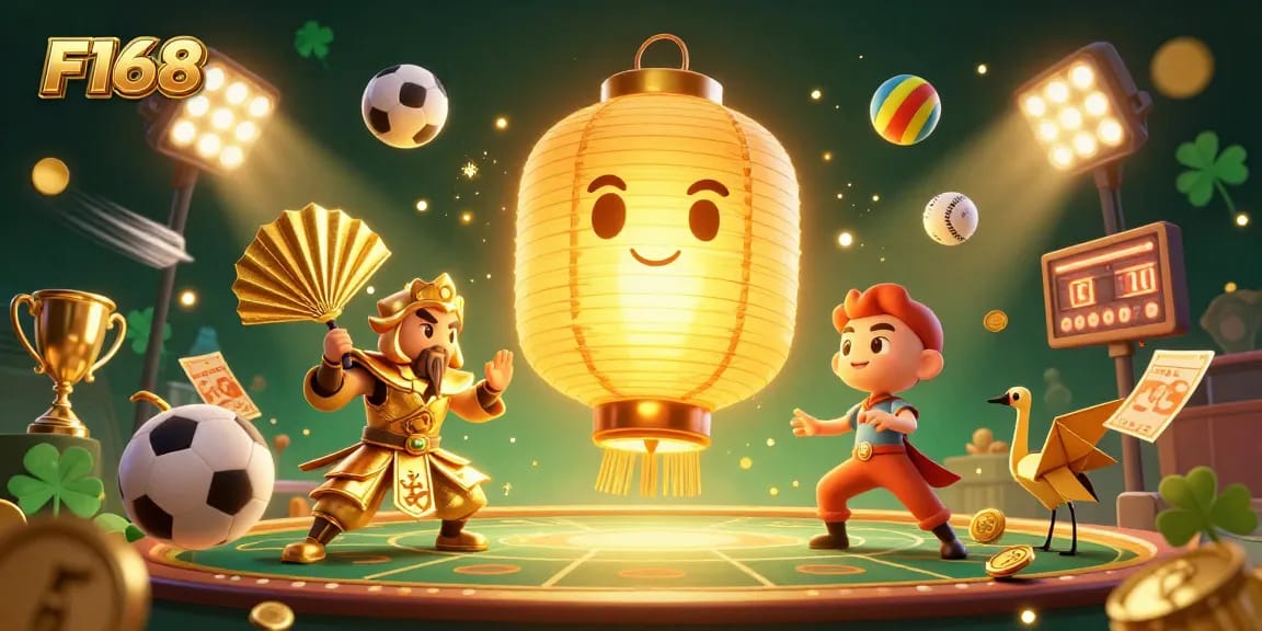 Win big at F168 with an enchanting night market casino scene featuring dynamic sports elements.