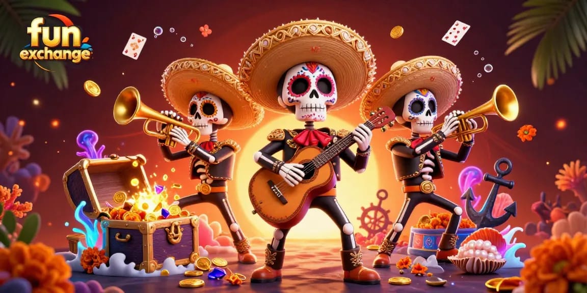 Engage with thrilling fun exchange gameplay in an exciting 3D casino scene filled with vibrant characters.