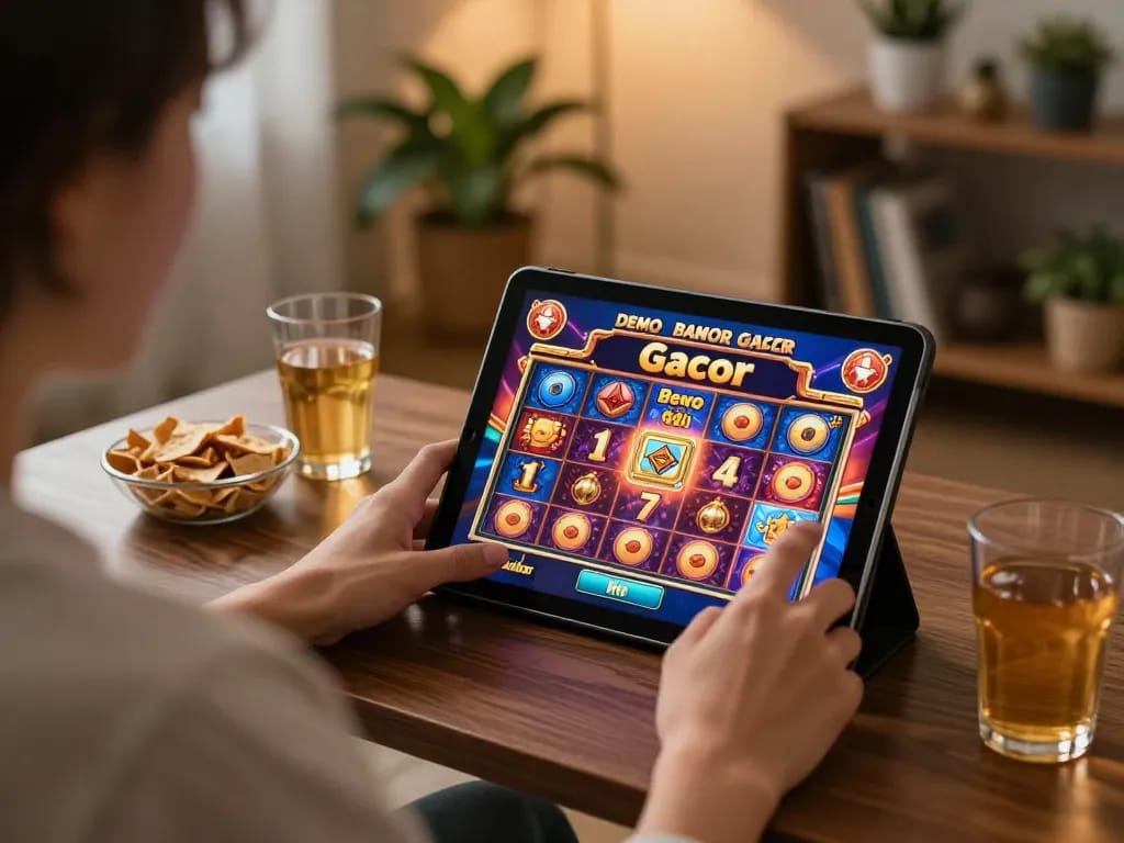 Experience the excitement of Demo Gacor slot gameplay in a cozy home setting.