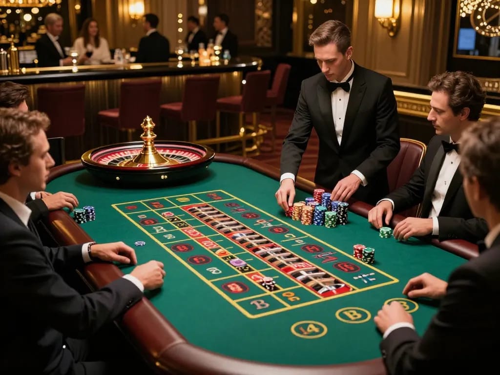 SC88 roulette action with players placing bets amidst vibrant casino atmosphere.