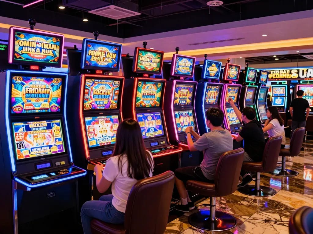 Players enjoying spins on situs toto slot machines with high RTP live slots visible
