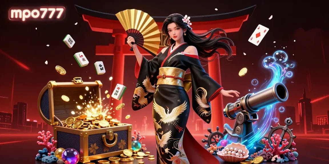 Experience the excitement of mpo777 with a vibrant 3D illustration depicting a skilled player using strategies to win big.