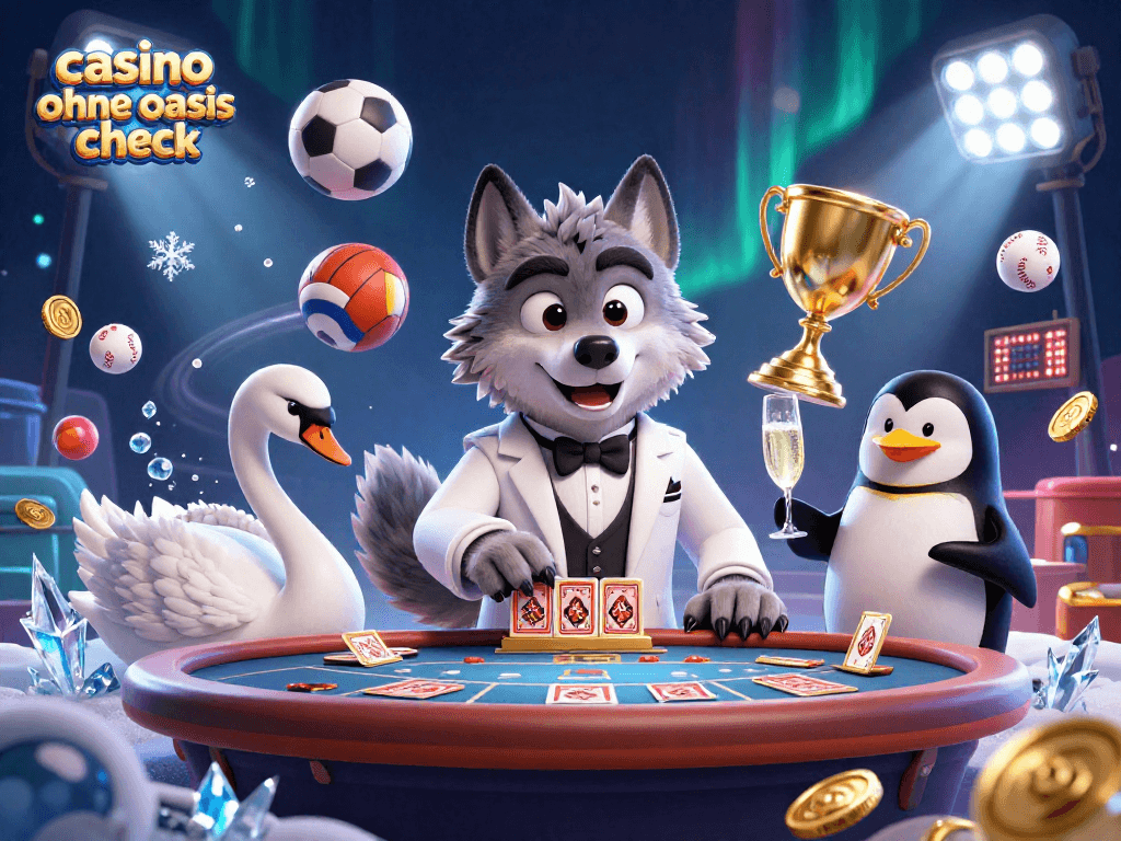 Enjoy thrilling games with casino ohne oasis check, featuring lively characters at a baccarat table.