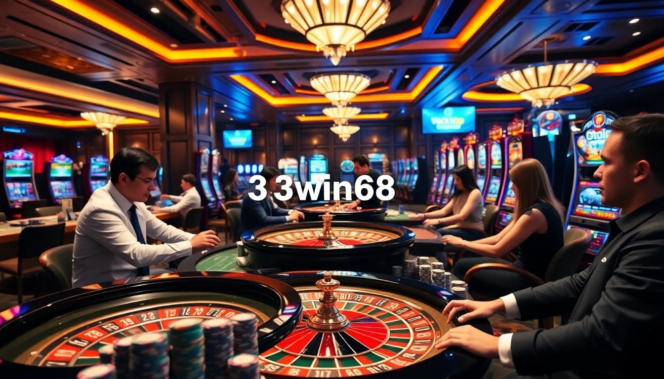 Experience the excitement of online gambling at 33win68, with vibrant casino tables and engaging games.
