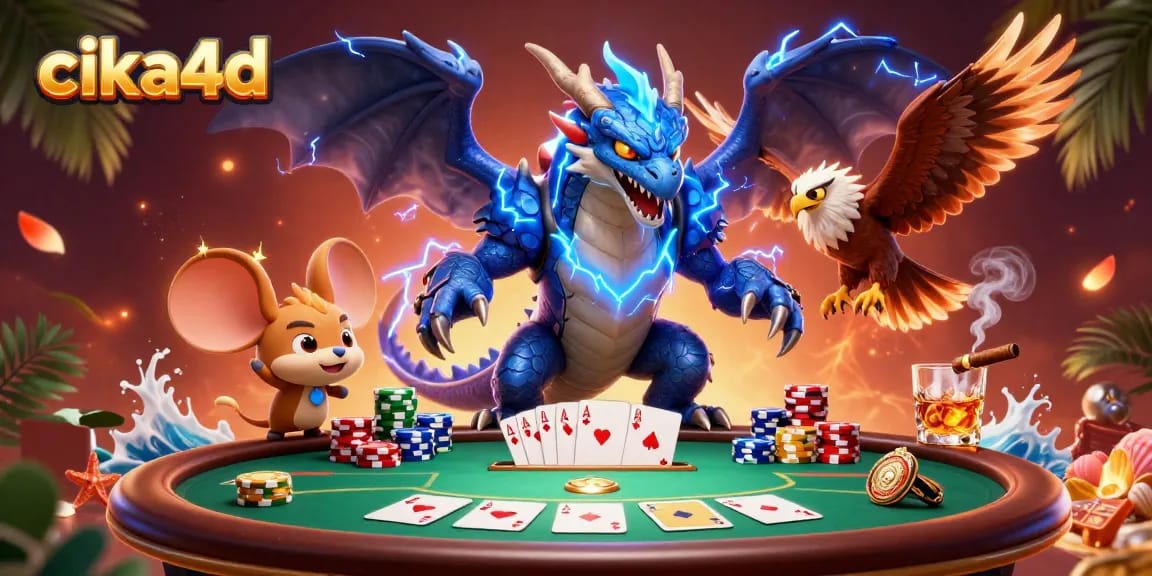 Engage with cika4d's thrilling casino scene featuring vibrant poker elements and dynamic characters.