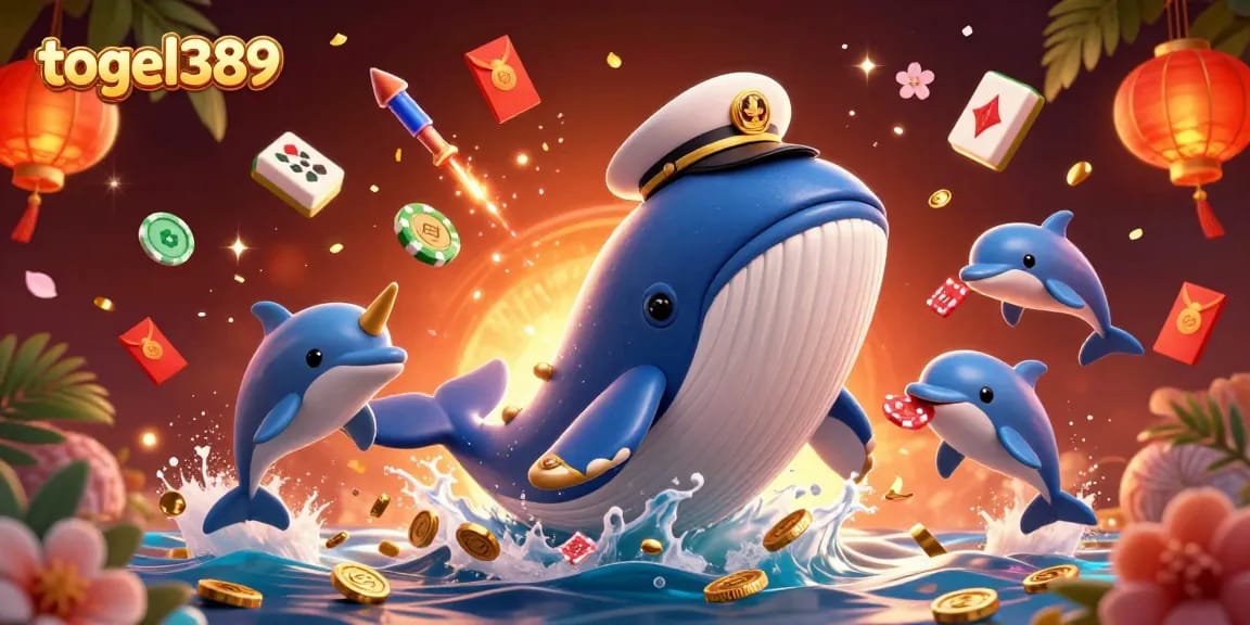 Experience thrilling wins with togel389 in a vibrant 3D casino scene filled with lucky symbols.