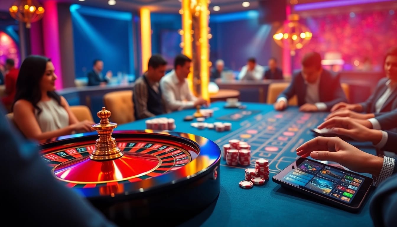 Betting excitement at a luxury casino scene showcasing เว็บ u31 and high-stakes poker.