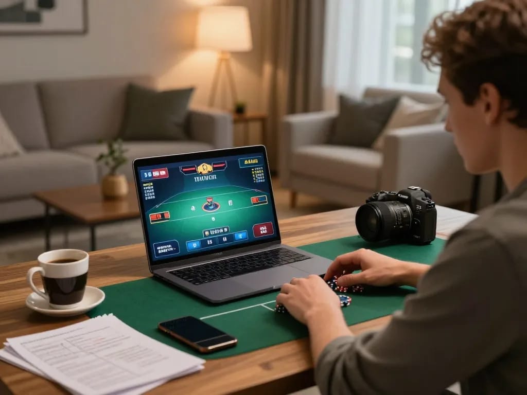 Engaging in online poker on Go88 with strategy notes and smartphone for responsible betting.