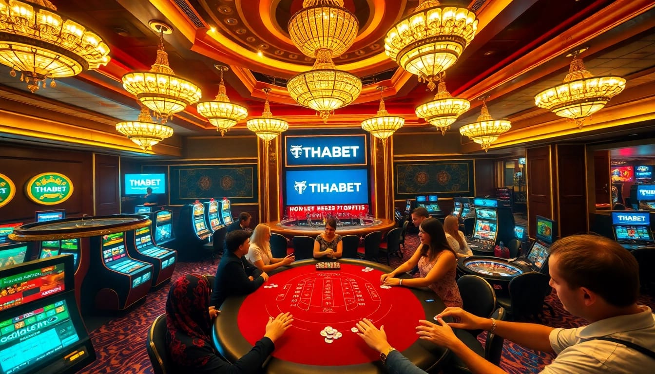 Experience the thrill of THABET at a lively casino table with engaging gameplay and vibrant surroundings.